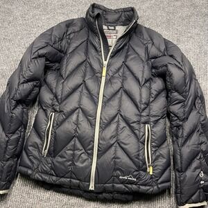 Eddie Bauer 365 Women's Large 800 Fill Power Down Puffer Jacket Navy Blue Zip